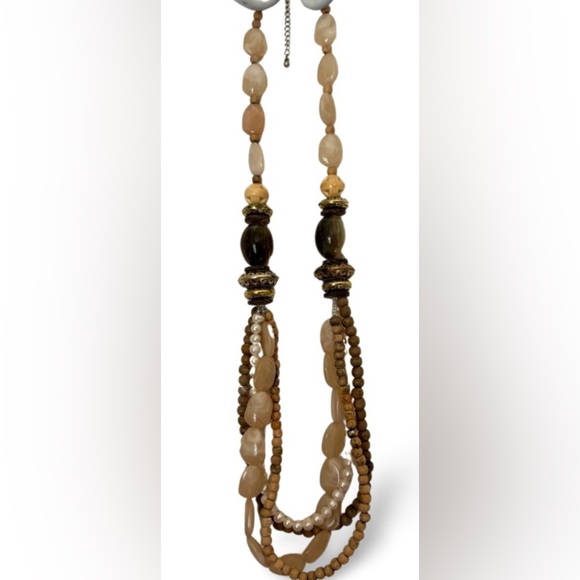 Cabi Cami Cream Crochet Lace Tank Camisole with Beaded Boho Triple Strand - Picture 5 of 5